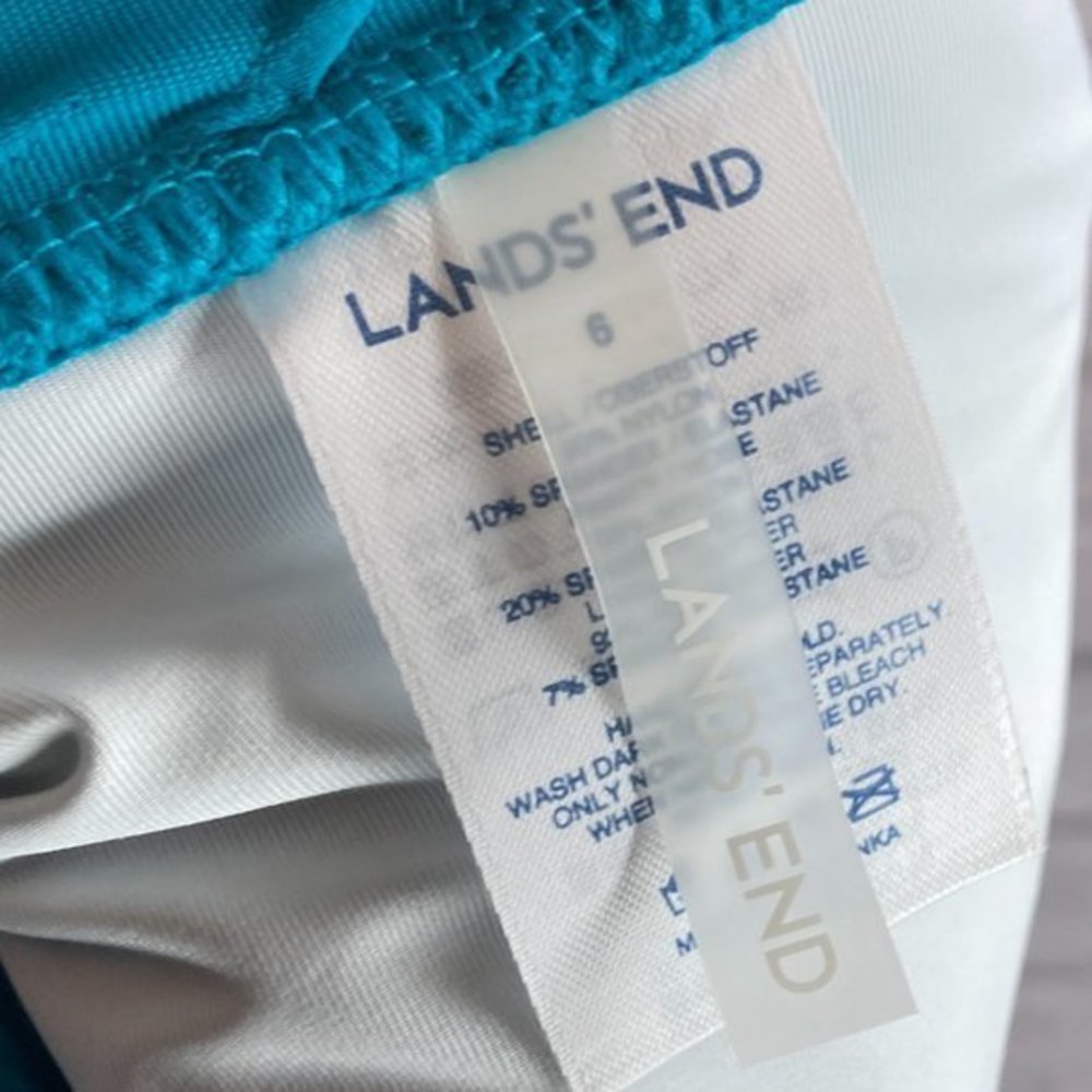 New Lands' End Size 6 Turquoise Blue Textured NXT Swim Skirt Skort Bottoms Lined - Picture 4 of 5